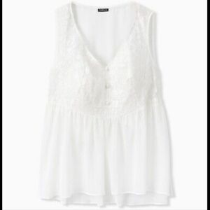 Torrid NWT Fairycore Romantic white chiffon sleeveless babydoll top size large
